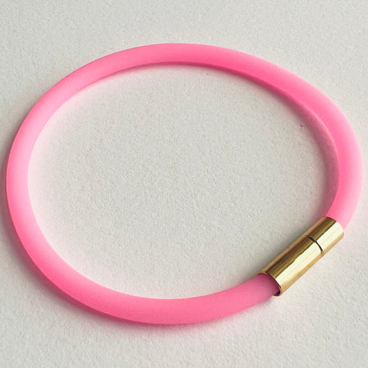 Tami Waterproof Soft-Touch Rubber Cord Bracelet with Gold Needle/Pin Clasp-Pastel Pink