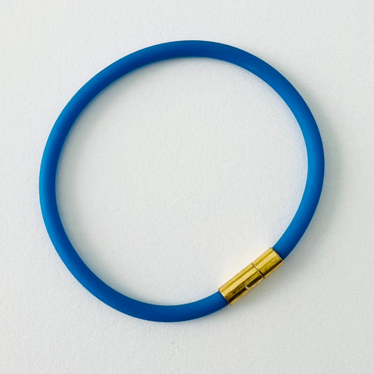 Tami Waterproof Soft-Touch Rubber Cord Bracelet with Gold Needle/Pin Clasp-Cobalt Blue