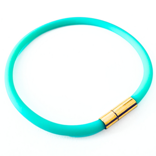 Tami Waterproof Soft-Touch Rubber Cord Bracelet with Gold Needle/Pin Clasp-Sea Green