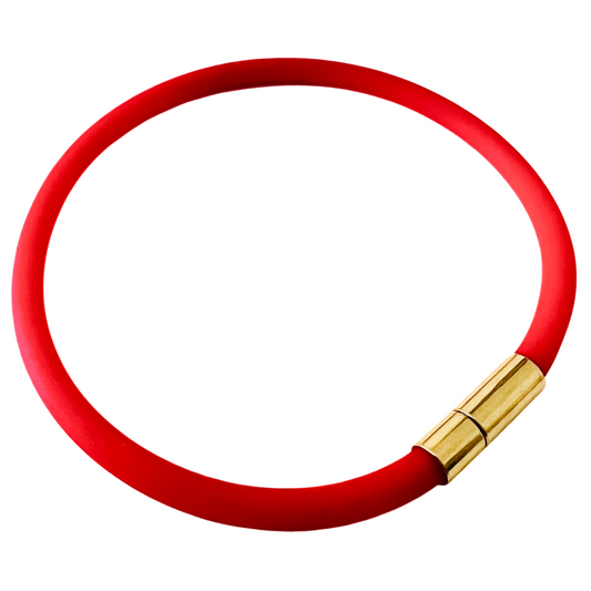 Tami Waterproof Soft-Touch Rubber Cord Bracelet with Gold Needle/Pin Clasp-Red